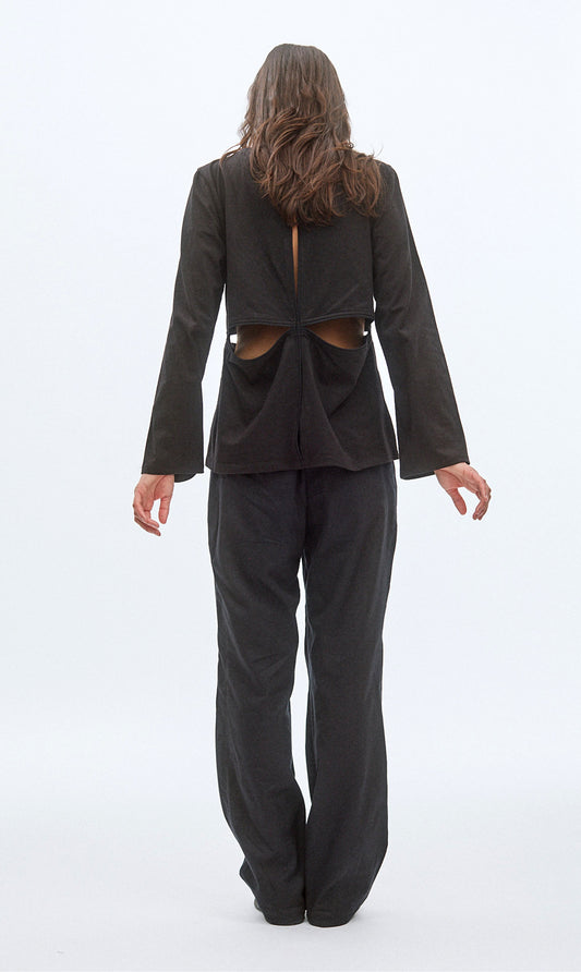 SLIT TEE LONG SLEEVE (BLACK)